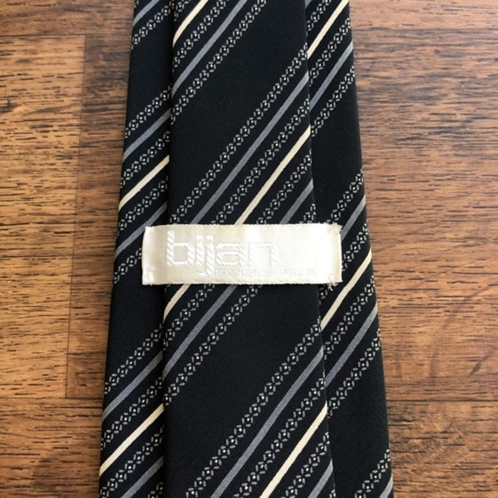 Bijan Black Striped Tie